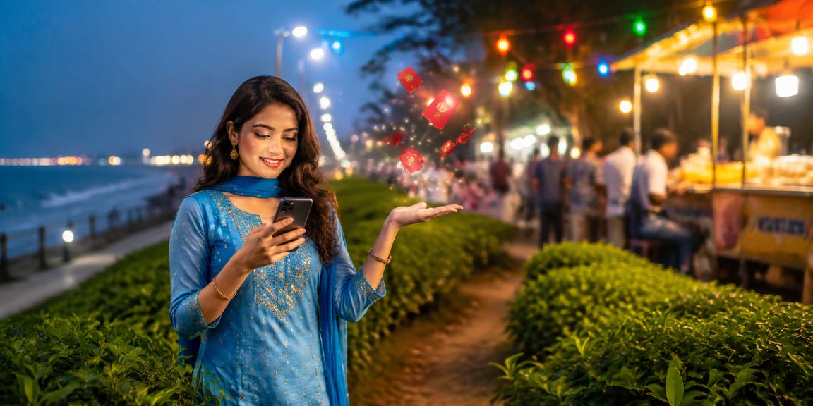 চট্টগ্রামে সালোয়ার কামিজ পরিহিত তরুণী bijali বোনাস এনভেলাপ উপভোগ করছেন