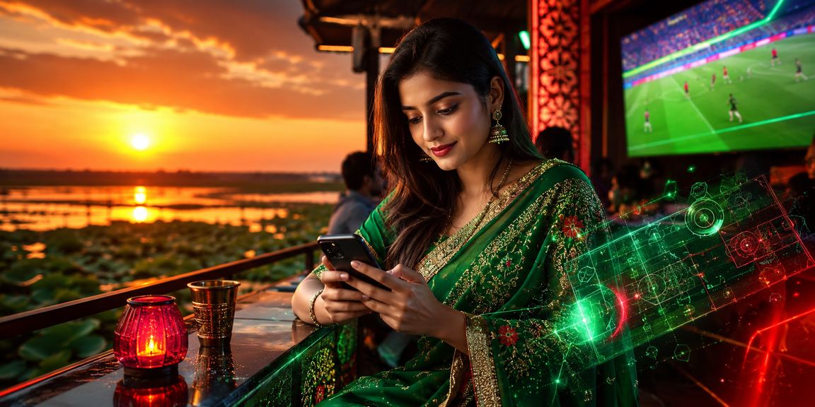 টাঙ্গুয়ার হাওরে শাড়ি পরিহিত তরুণী মোবাইলে bijali পেমেন্ট করছেন